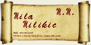 Mila Milikić vizit kartica